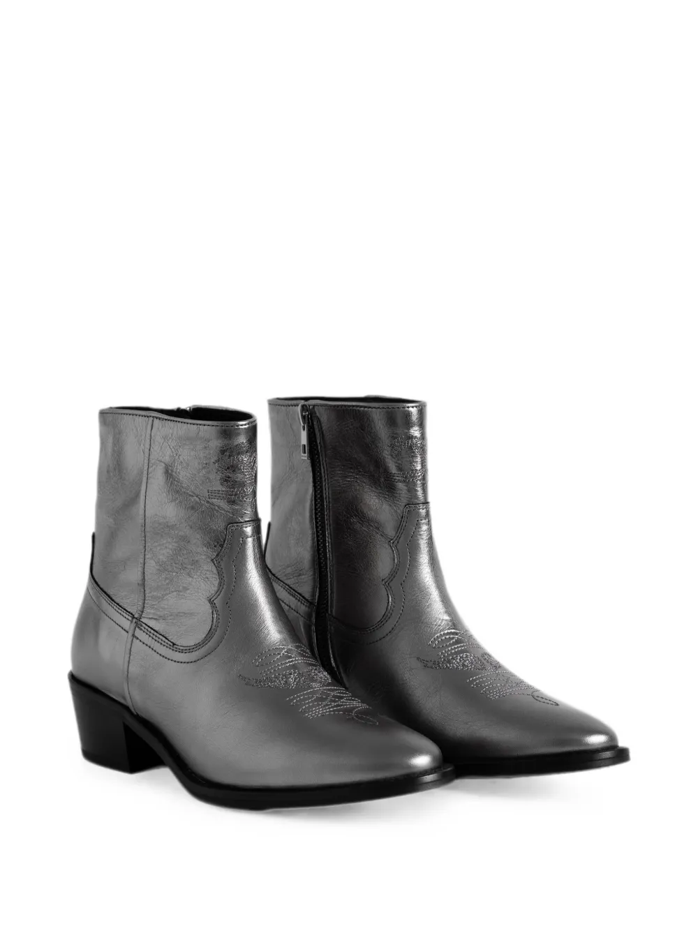 Zadig&Voltaire Tex lage metalen enkellaarzen Grijs