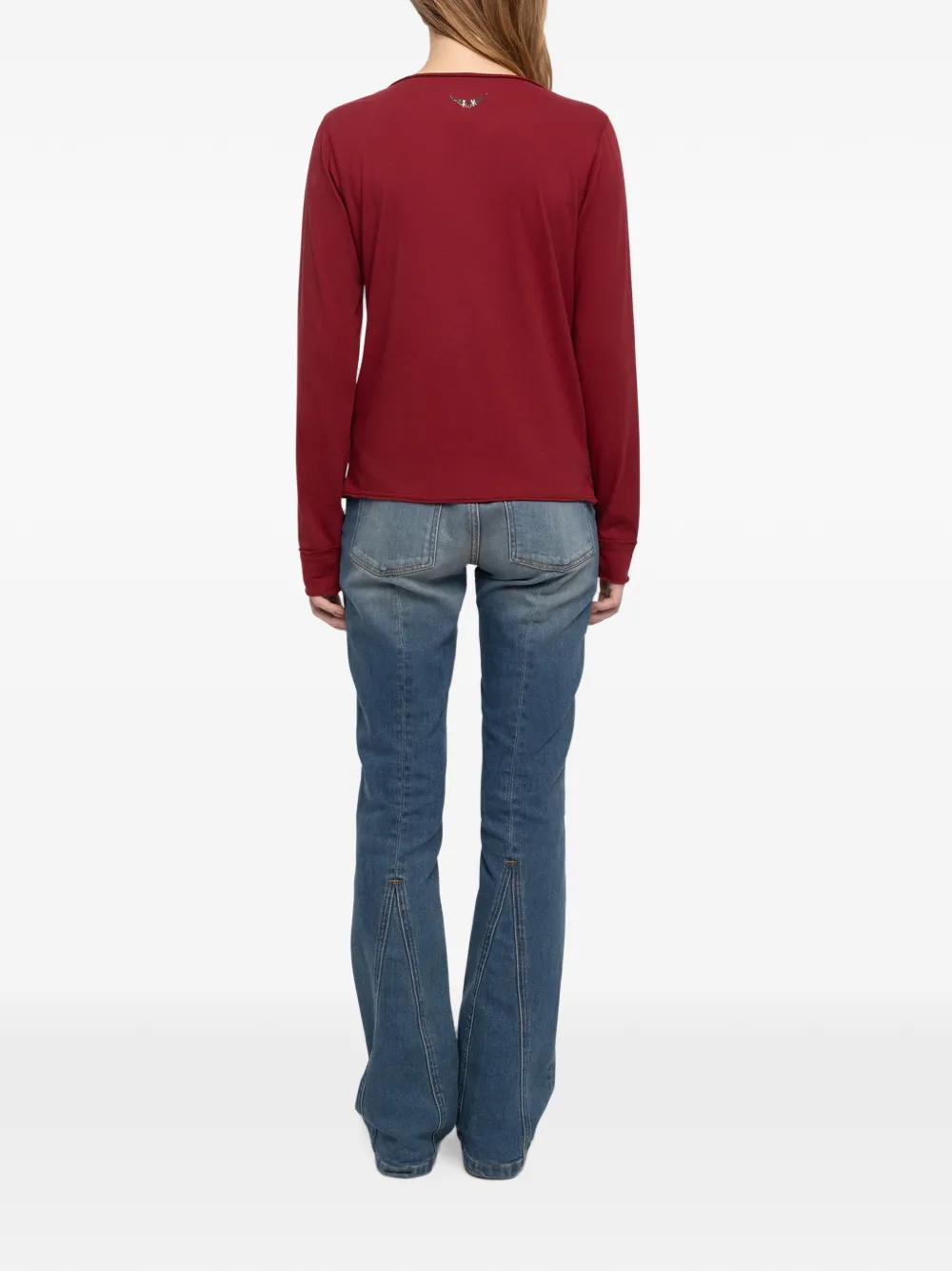 Zadig&Voltaire T-shirt verfraaid met stras en lange mouwen Rood