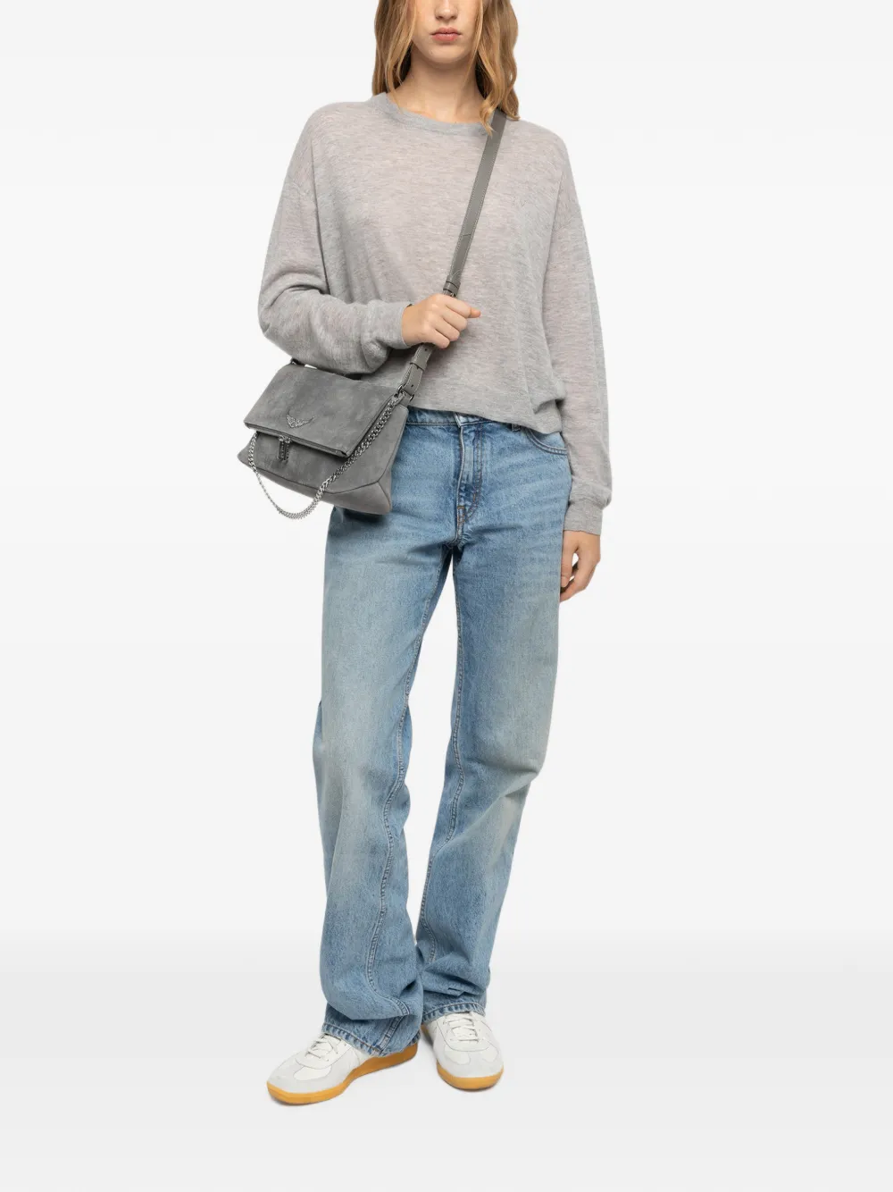 Zadig&Voltaire Rocky II suède schoudertas Grijs