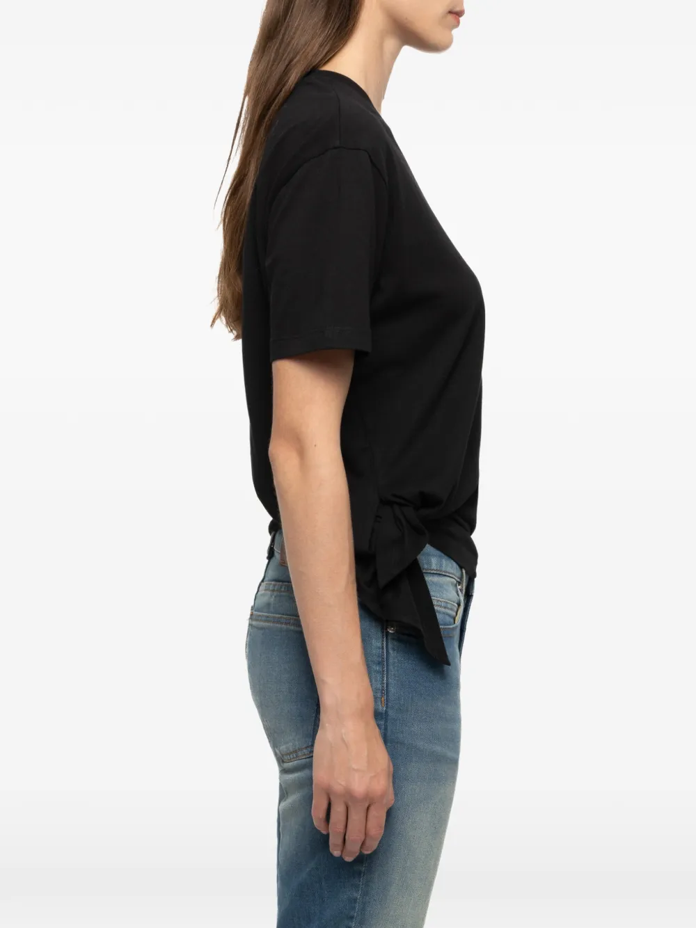 Zadig&Voltaire Asymmetrisch T-shirt verfraaid met stras Zwart
