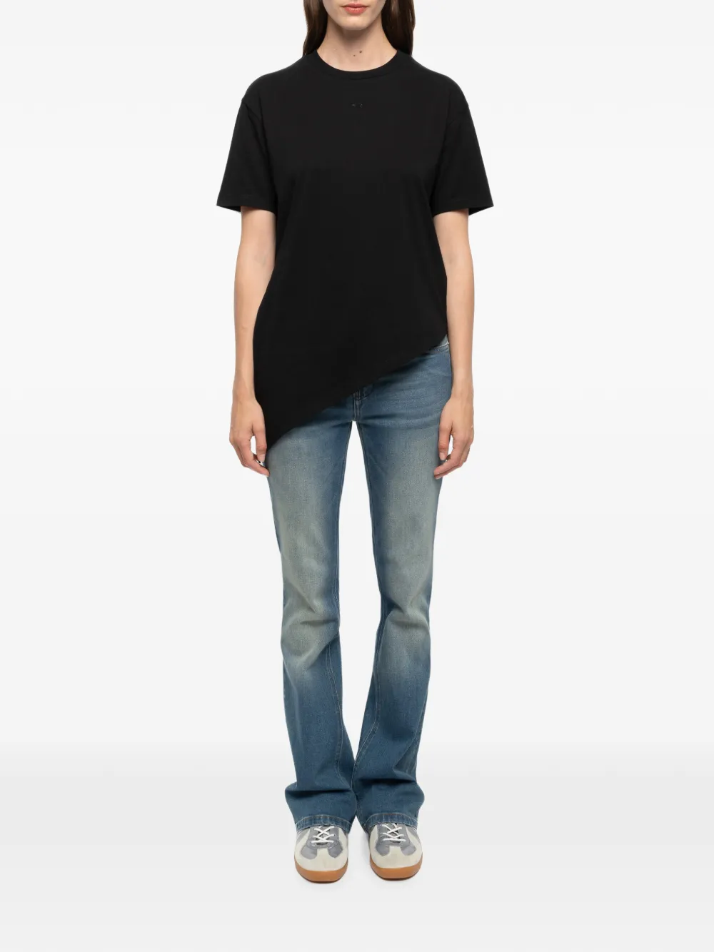 Zadig&Voltaire Asymmetrisch T-shirt verfraaid met stras Zwart
