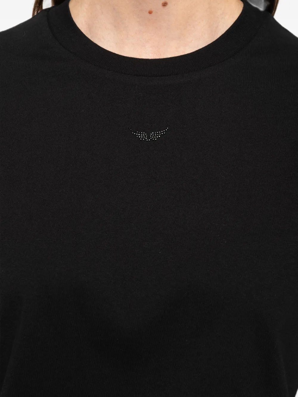 Zadig&Voltaire Asymmetrisch T-shirt verfraaid met stras Zwart