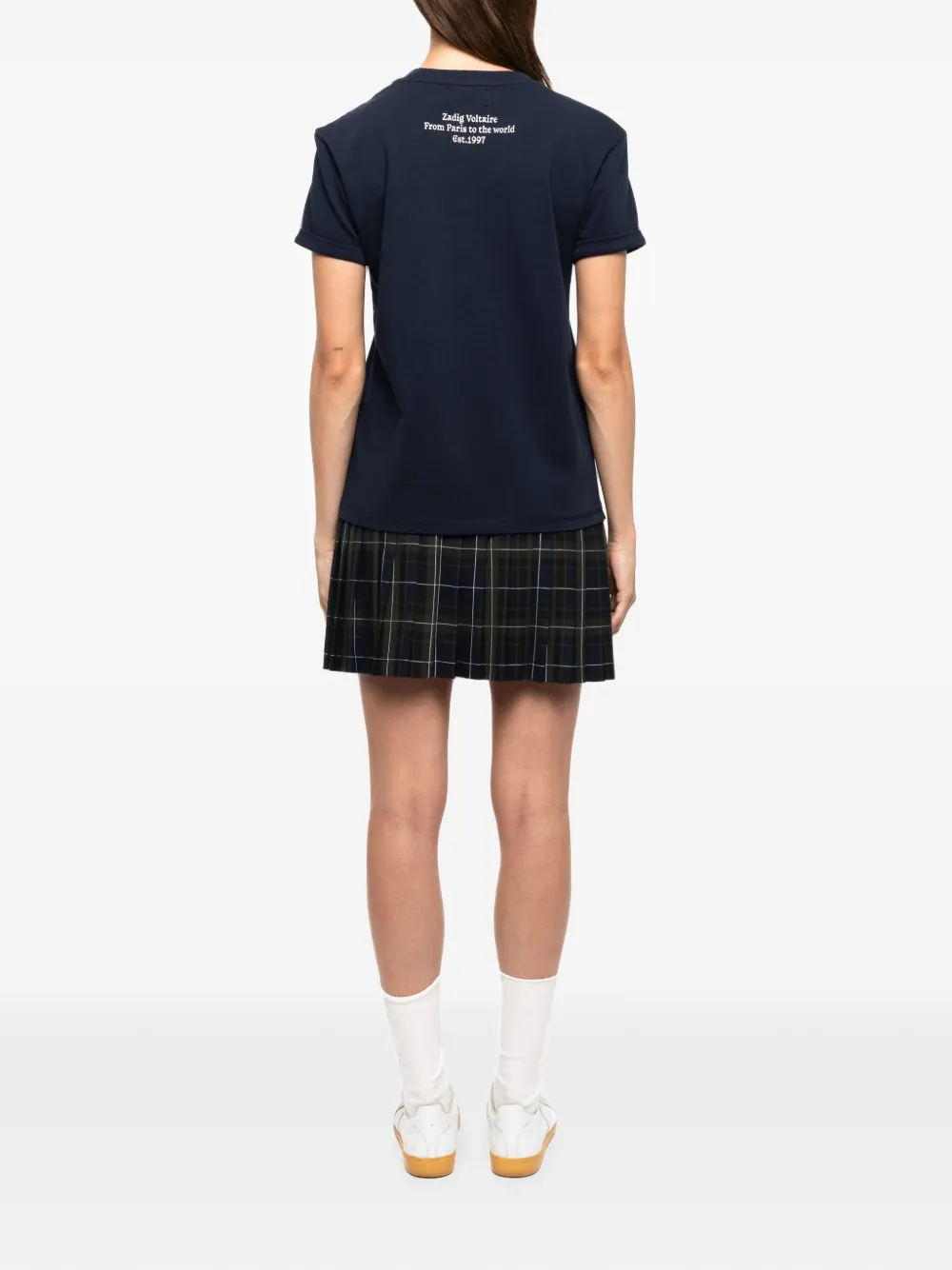 Zadig&Voltaire Walk T-shirt met tekst en stras Blauw