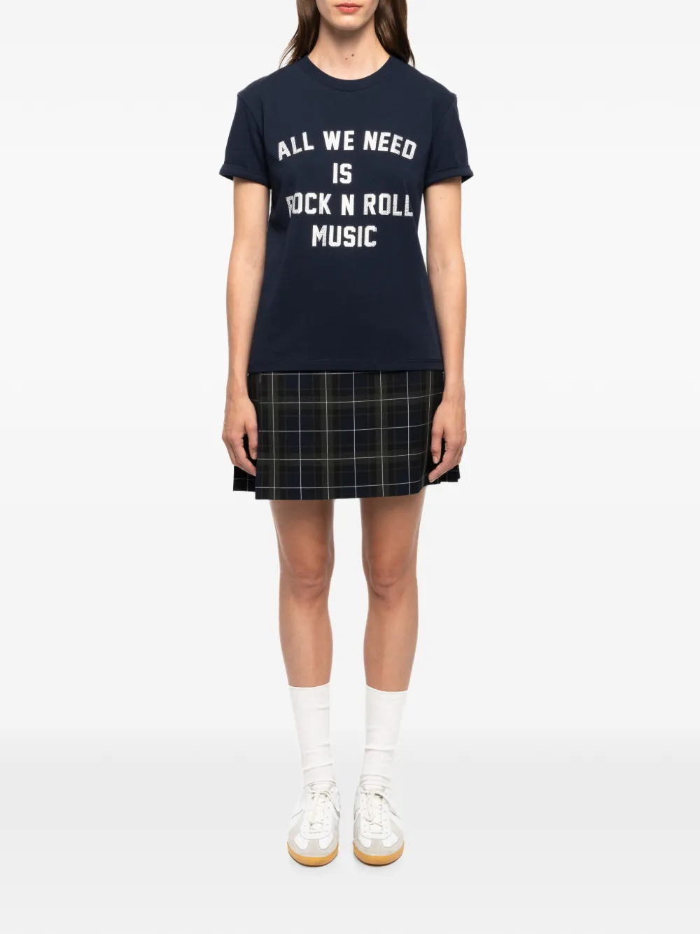 Zadig&Voltaire Walk T-shirt met tekst en stras Blauw