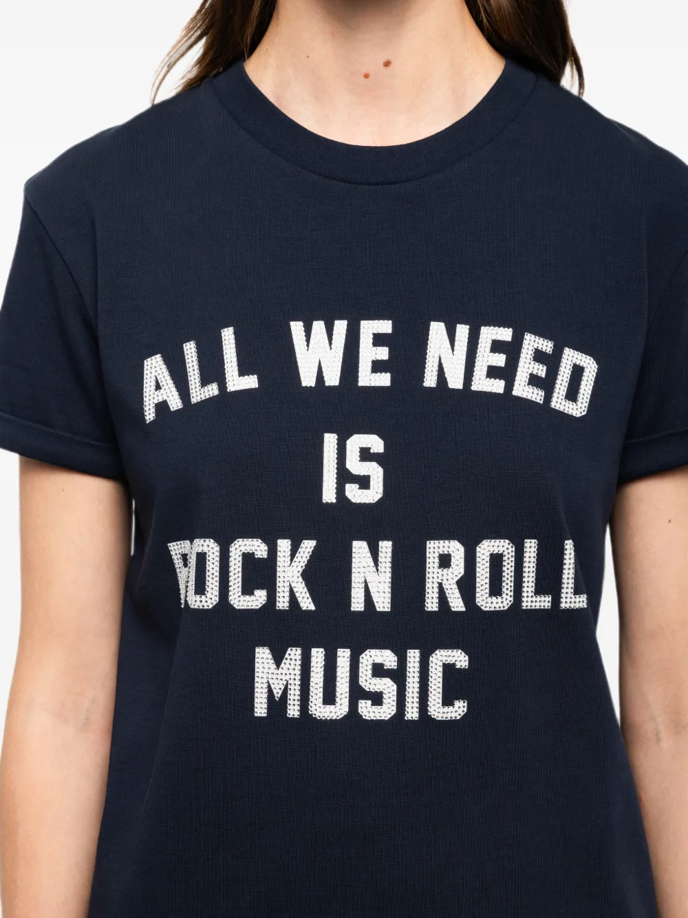 Zadig&Voltaire Walk T-shirt met tekst en stras Blauw