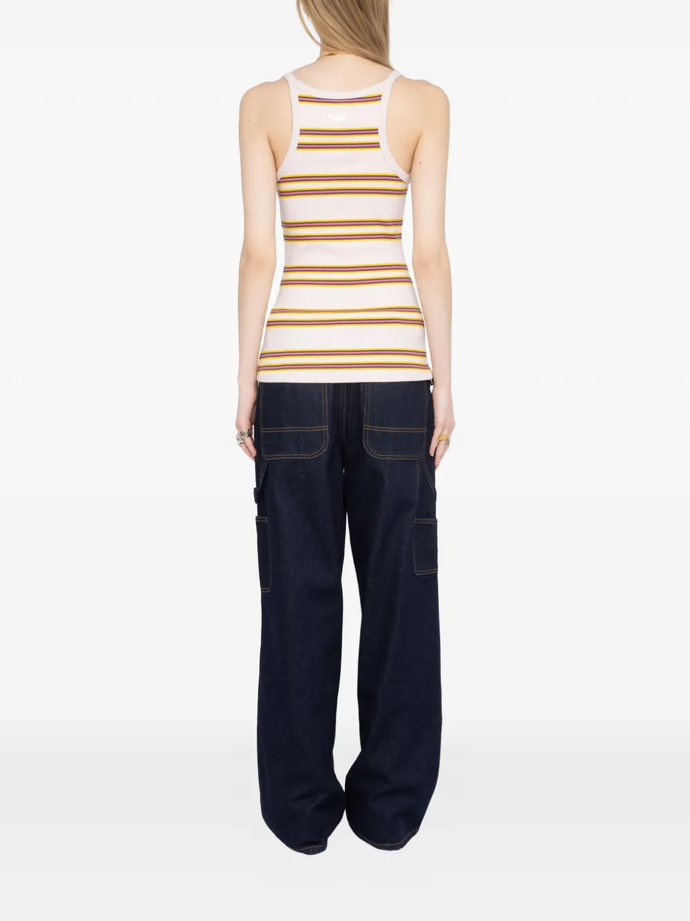 Zadig&Voltaire Gestreepte geribbelde tanktop Beige