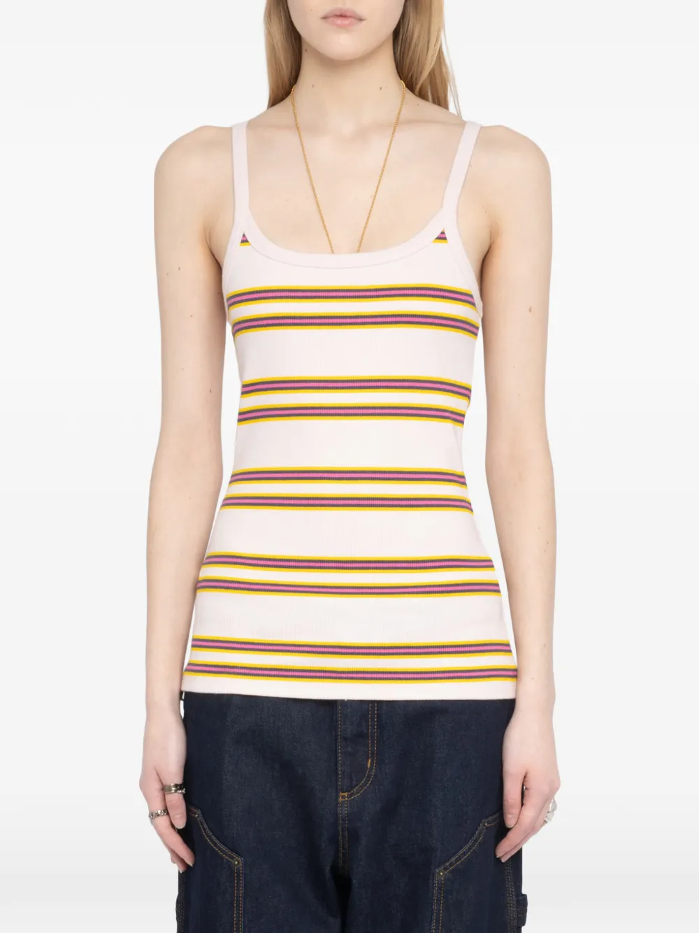 Zadig&Voltaire Gestreepte geribbelde tanktop Beige