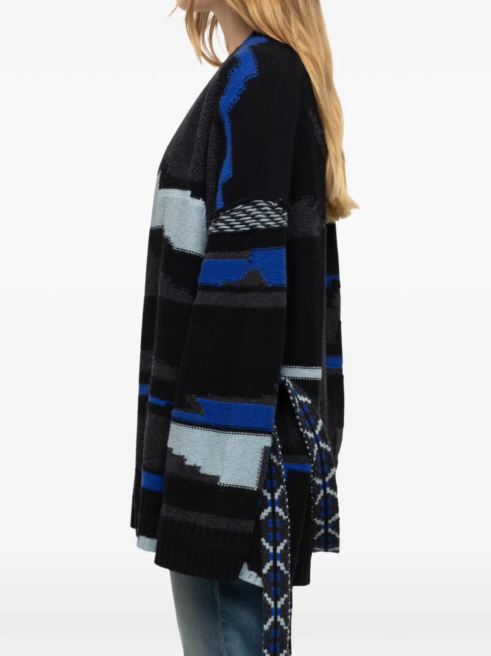Zadig & Voltaire Aspen Wings Intarsia-knit Coat In Grey
