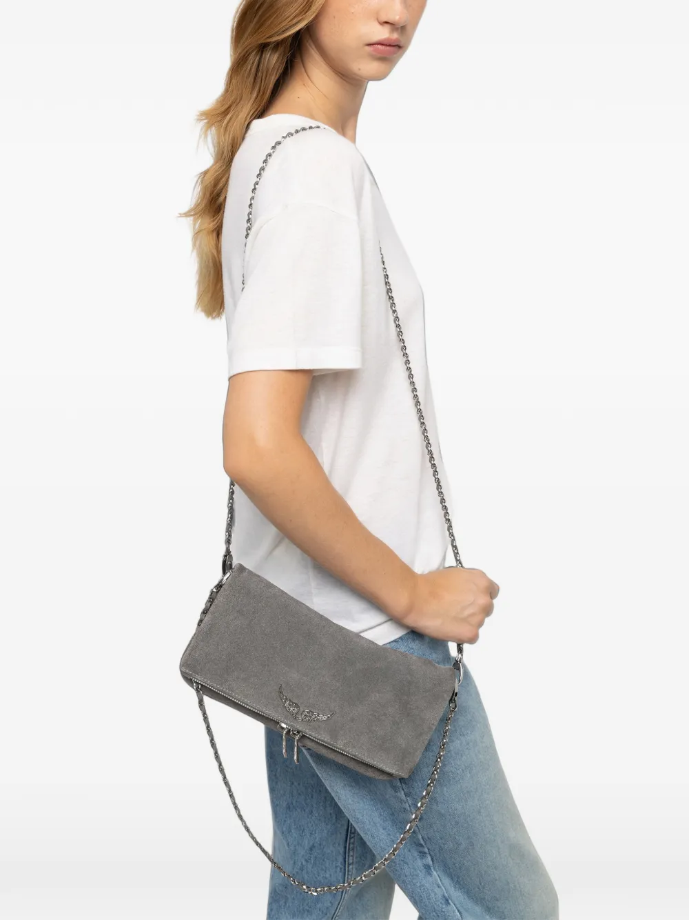 Zadig&Voltaire Rock suède schoudertas Grijs