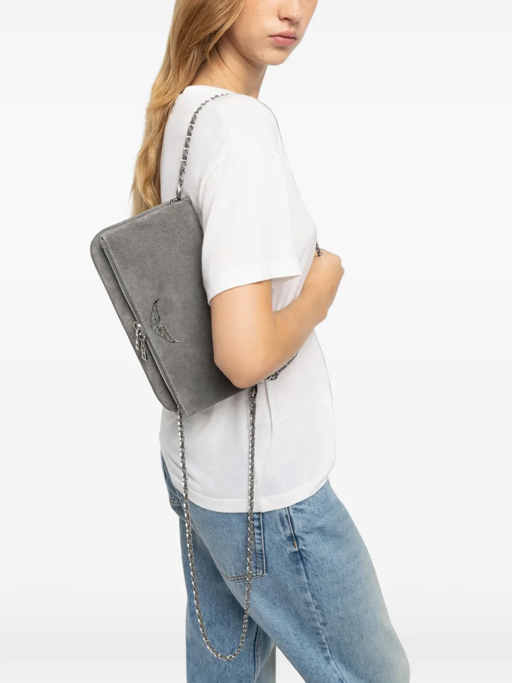 Zadig&Voltaire Rock suède schoudertas Grijs