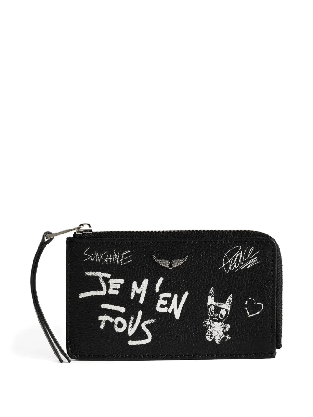 Zadig&Voltaire Bewerkte pasjeshouder met graffiti-print Zwart