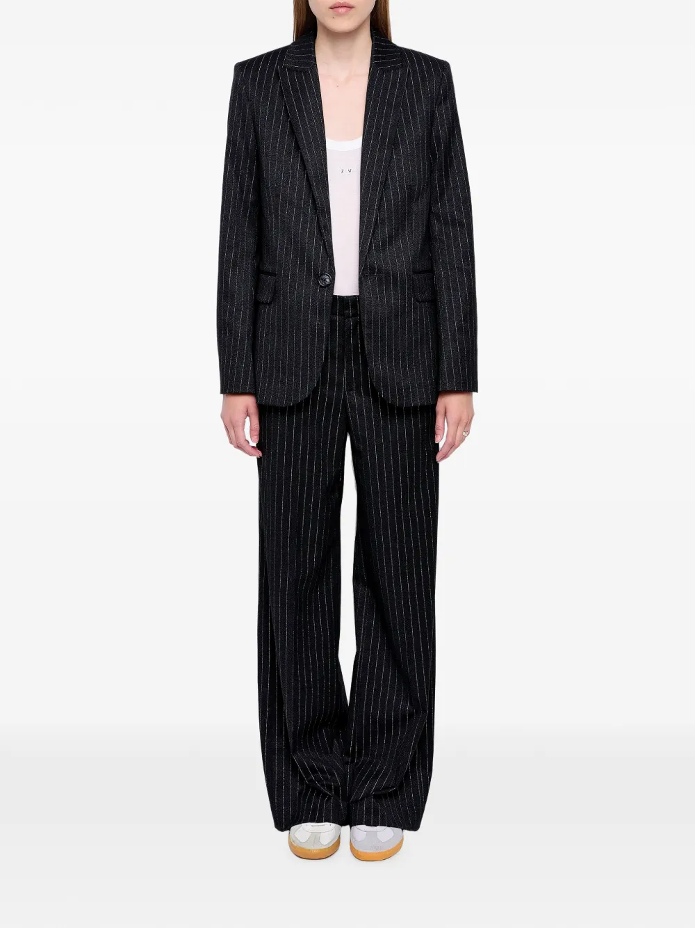 Zadig&Voltaire Blazer met geborduurd logo en krijtstreep Zwart