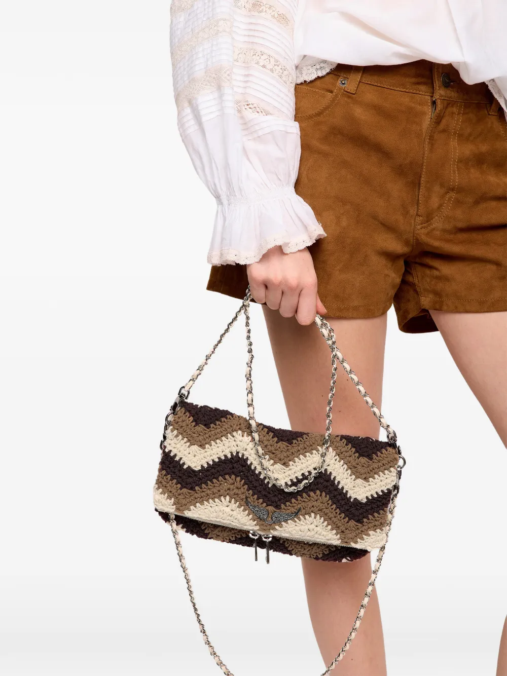 Zadig&Voltaire Rock Macrame crossbodytas Bruin