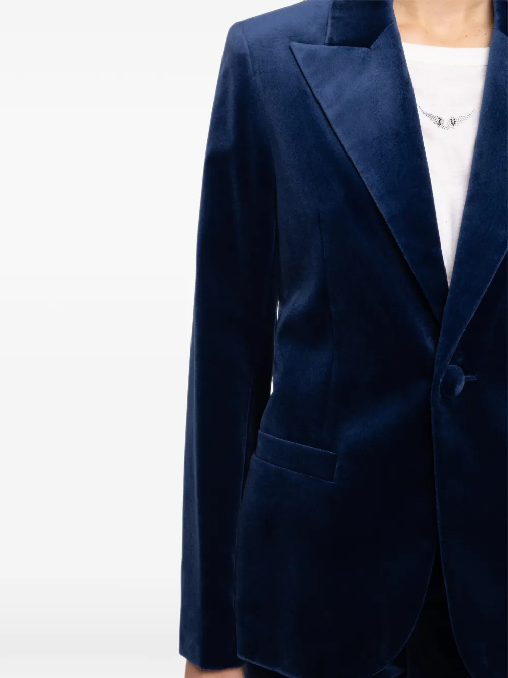 Zadig&Voltaire Fluwelen blazer met enkele rij knopen Blauw