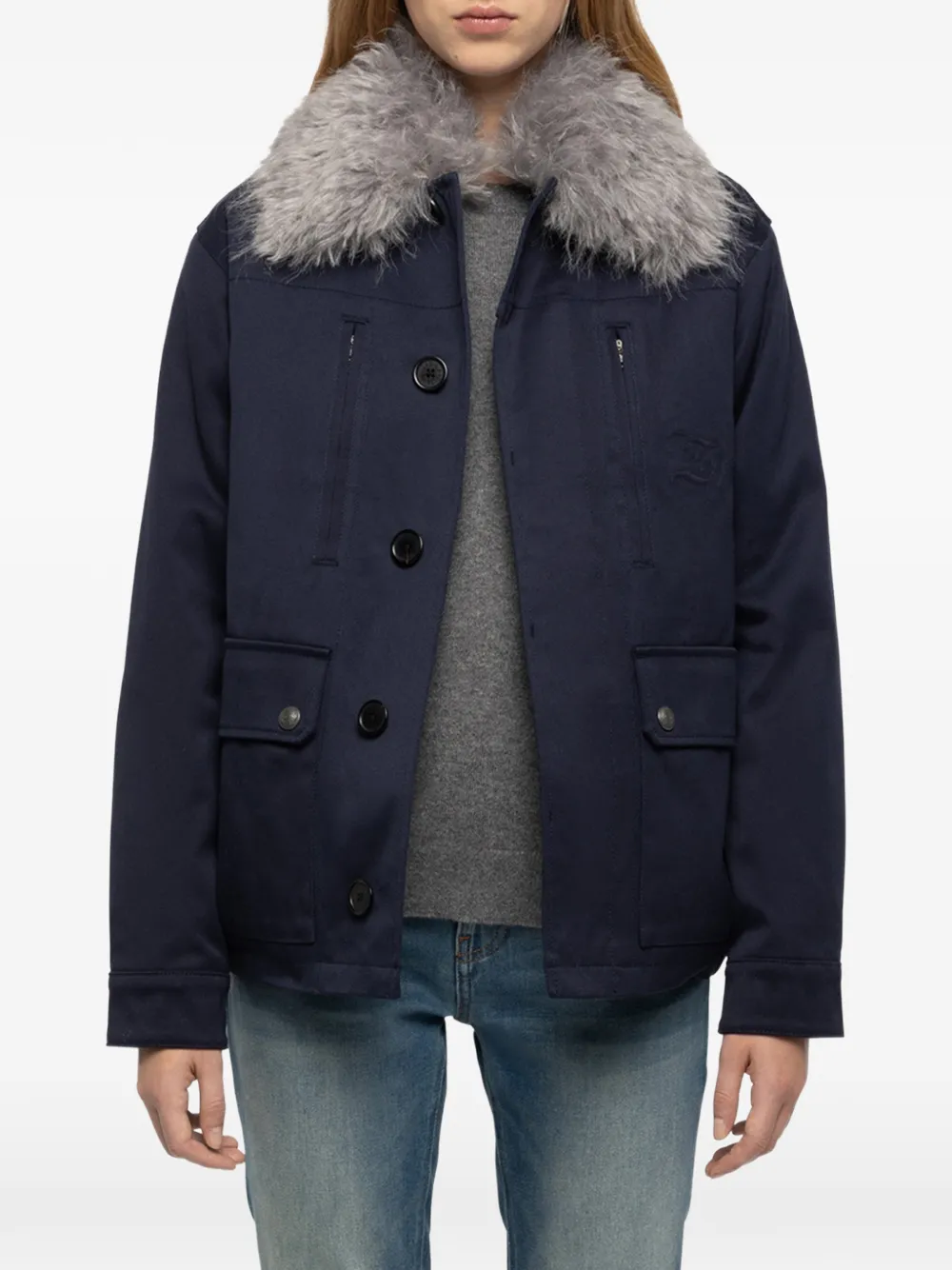 Zadig&Voltaire Jas met kraag van imitatiebont Blauw