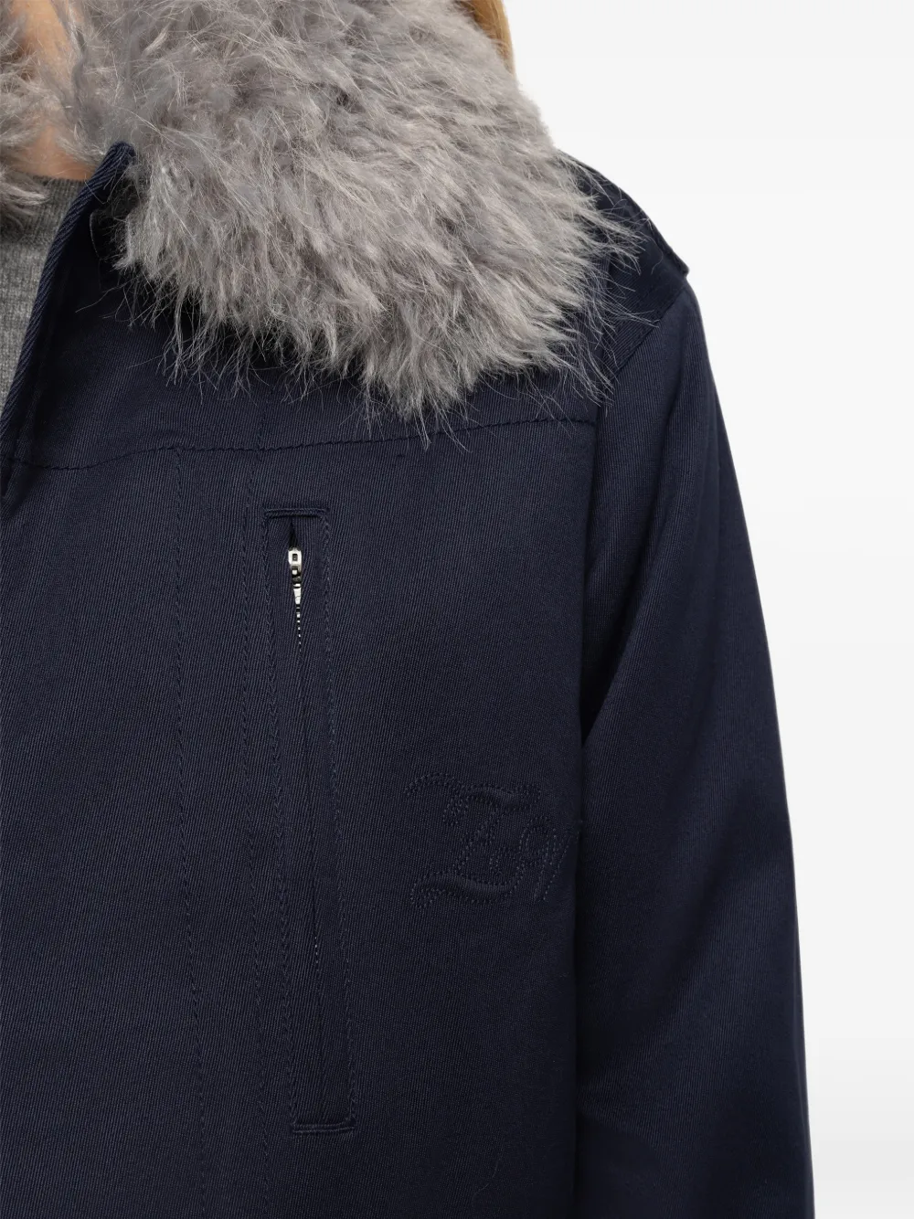 Zadig&Voltaire Jas met kraag van imitatiebont Blauw
