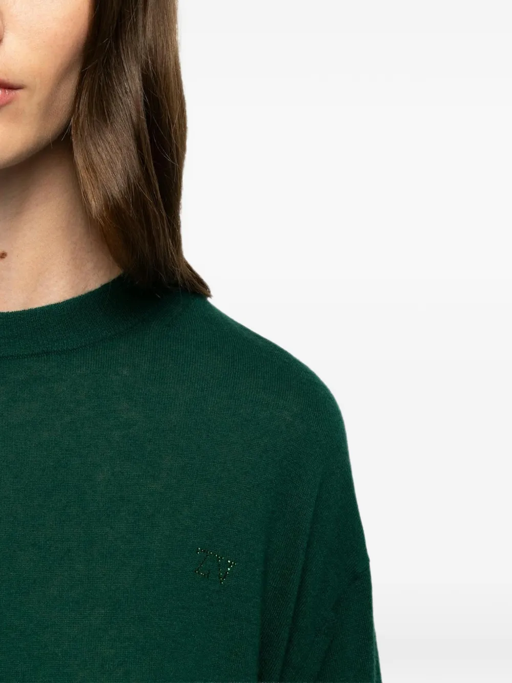 Zadig&Voltaire Swyna kasjmier trui met verfraaid logo Groen