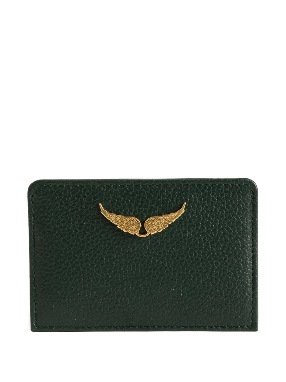 Zadig & Voltaire Zv Pass Grained Leather Cardholder In Green