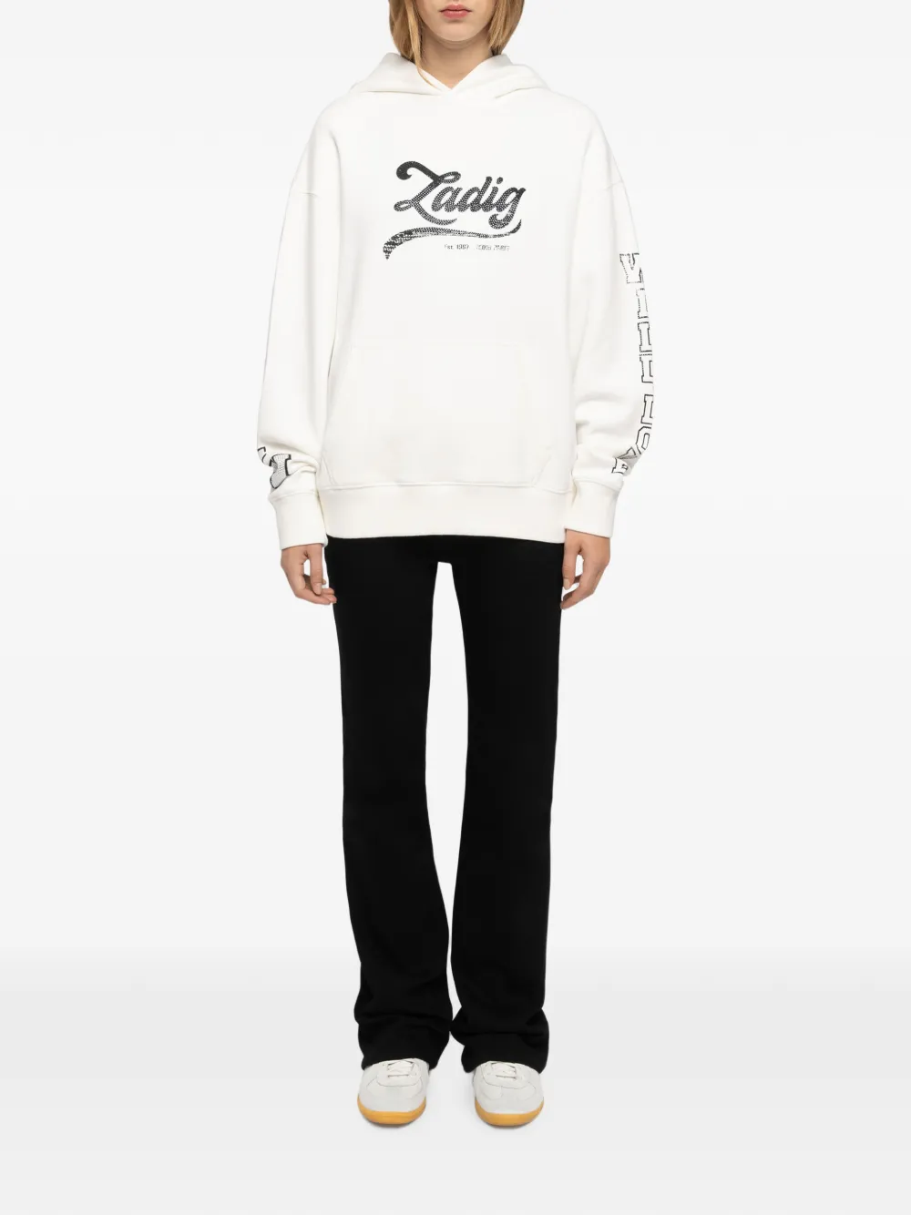 Zadig&Voltaire Hoodie verfraaid met stras en grafische print Wit