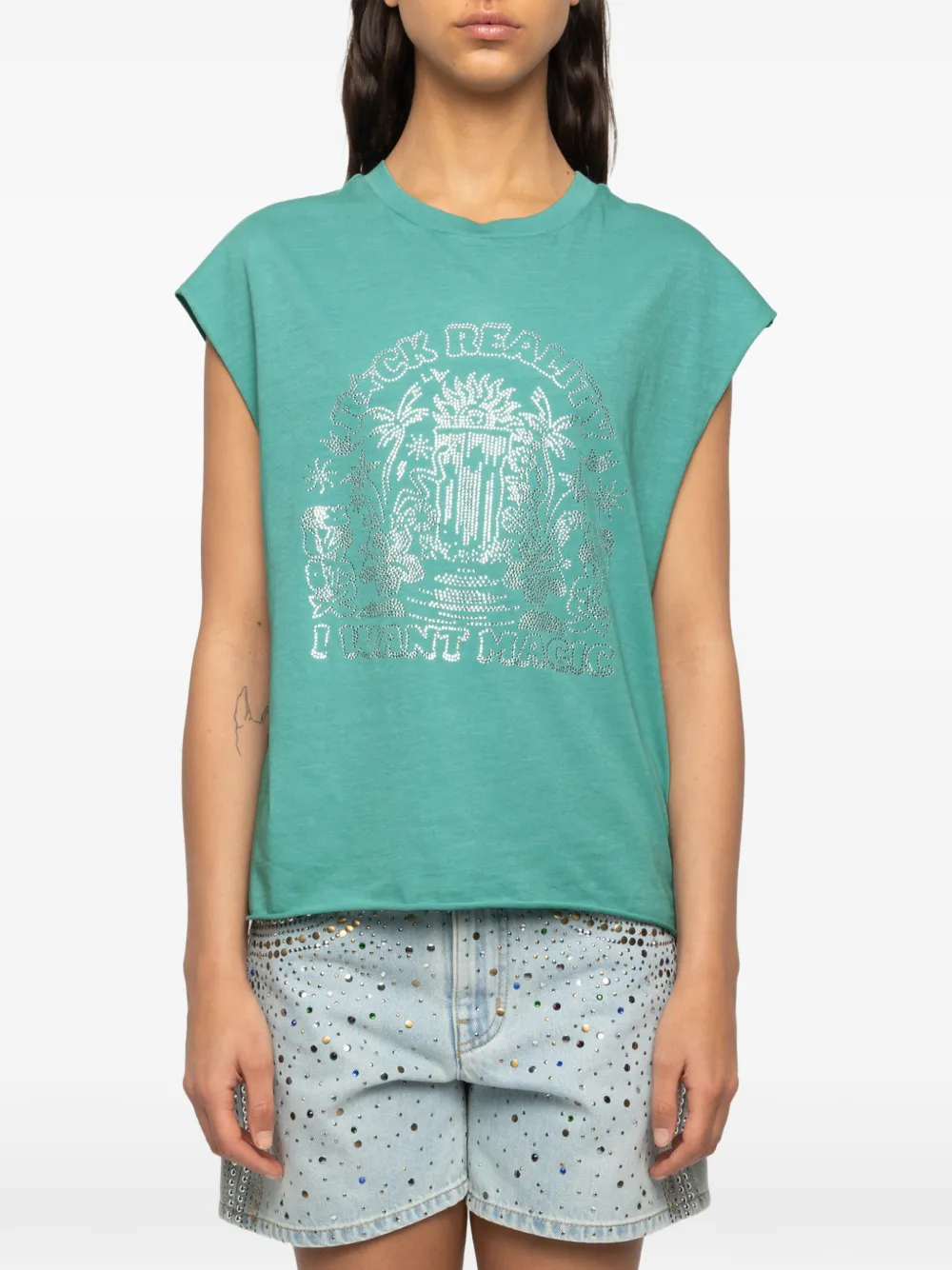 Zadig&Voltaire Cloe T-shirt met kapmouwen Groen