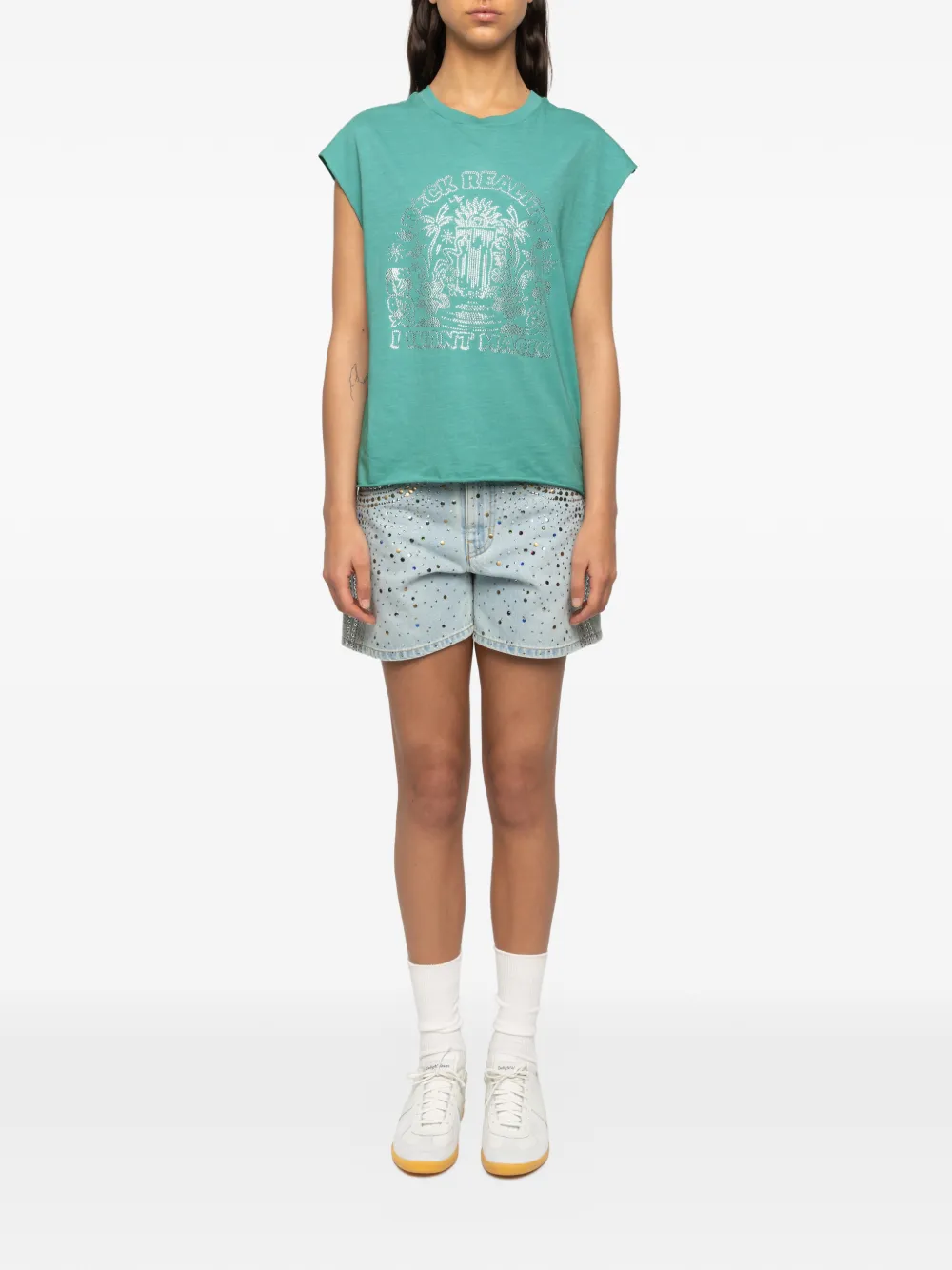Zadig&Voltaire Cloe T-shirt met kapmouwen Groen