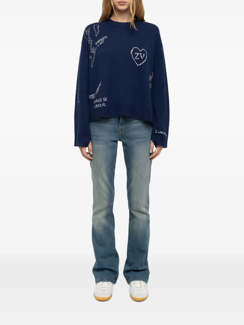 Zadig&Voltaire Markuz trui 100% kasjmier Blauw