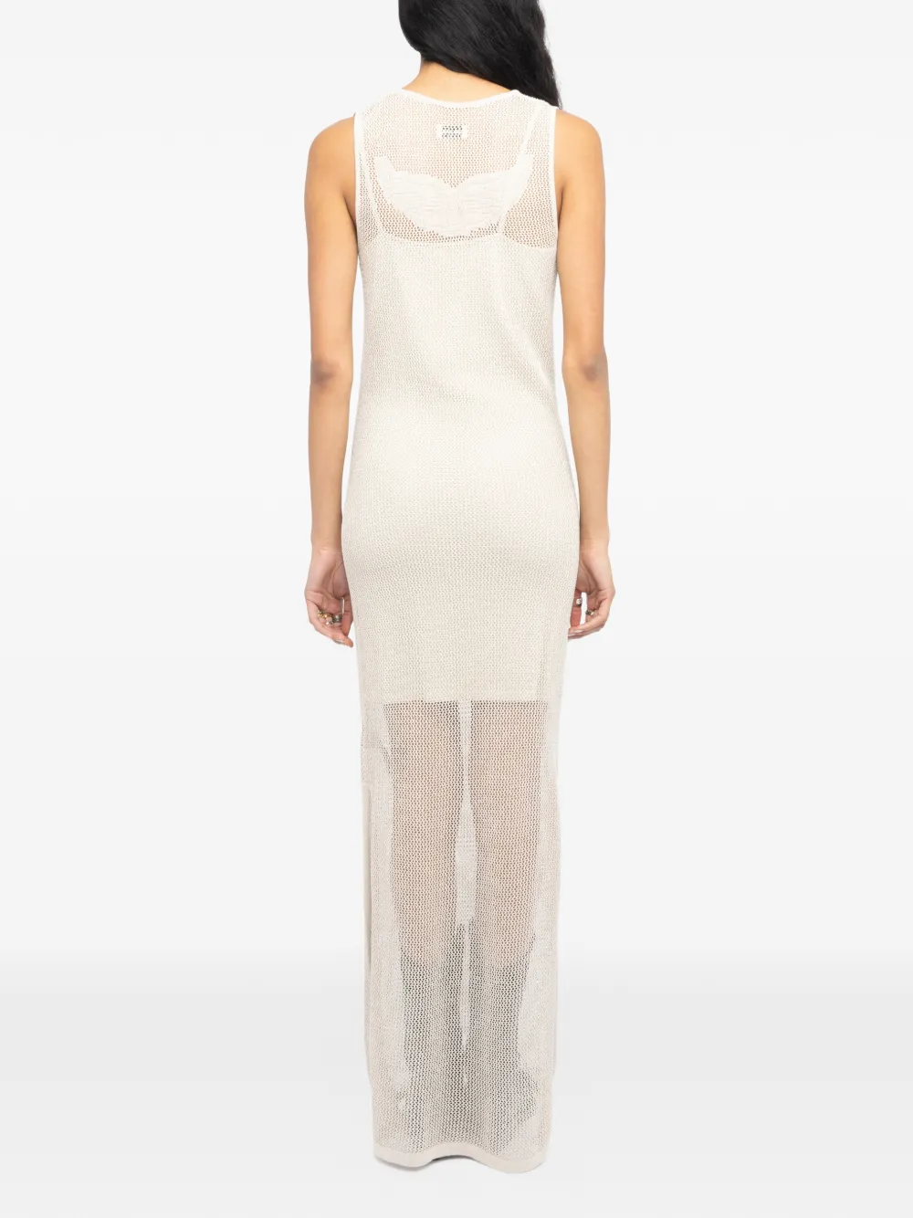 Zadig&Voltaire Riza opengebreide maxi-jurk met vleugel-patroon Beige