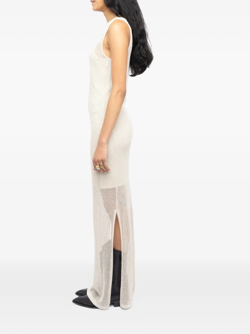 Zadig&Voltaire Riza opengebreide maxi-jurk met vleugel-patroon Beige