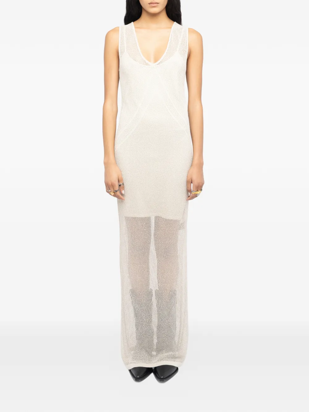 Zadig&Voltaire Riza opengebreide maxi-jurk met vleugel-patroon Beige