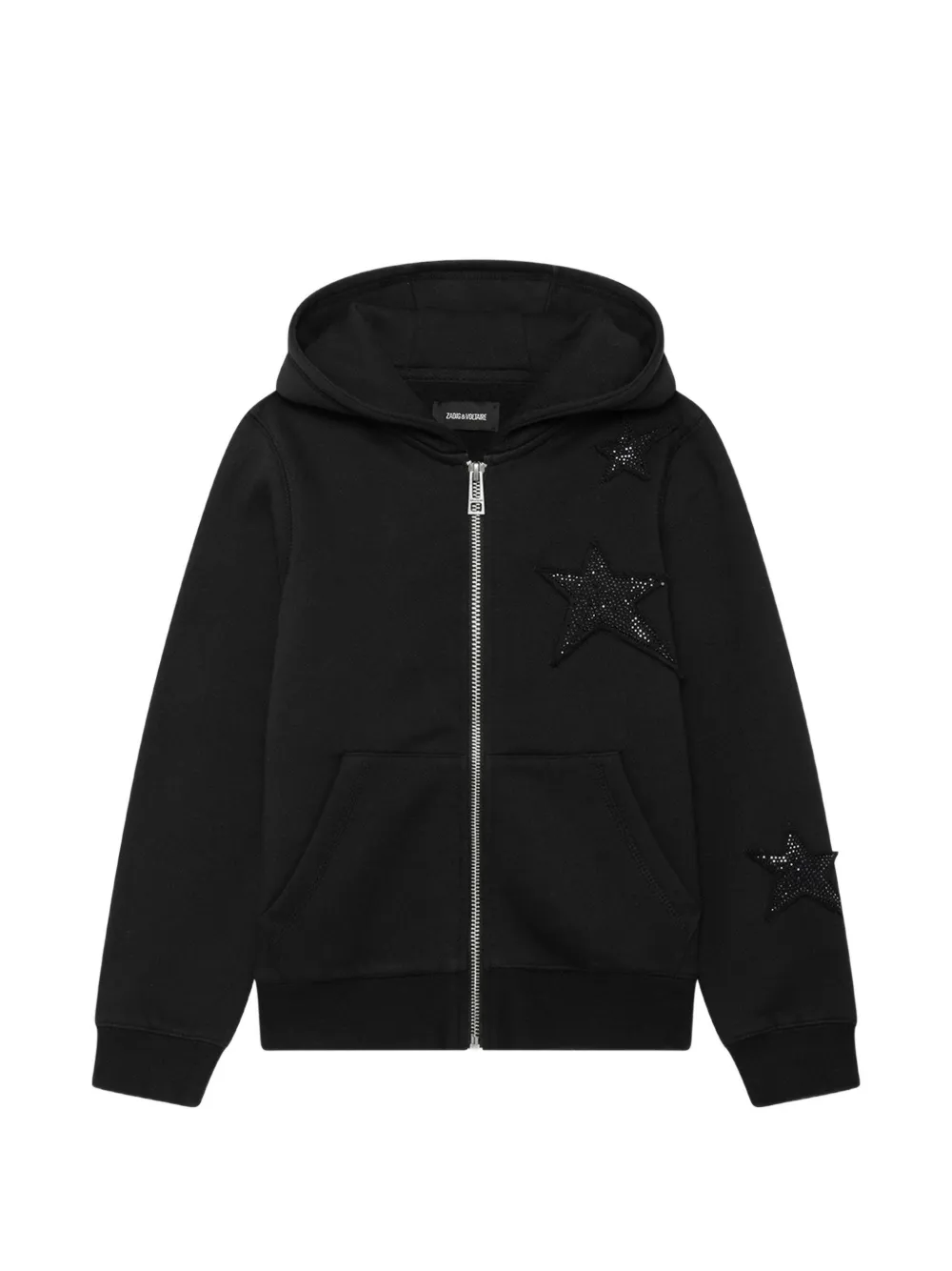 Zadig & Voltaire Kids Kim hoodie met rits en sterren Zwart