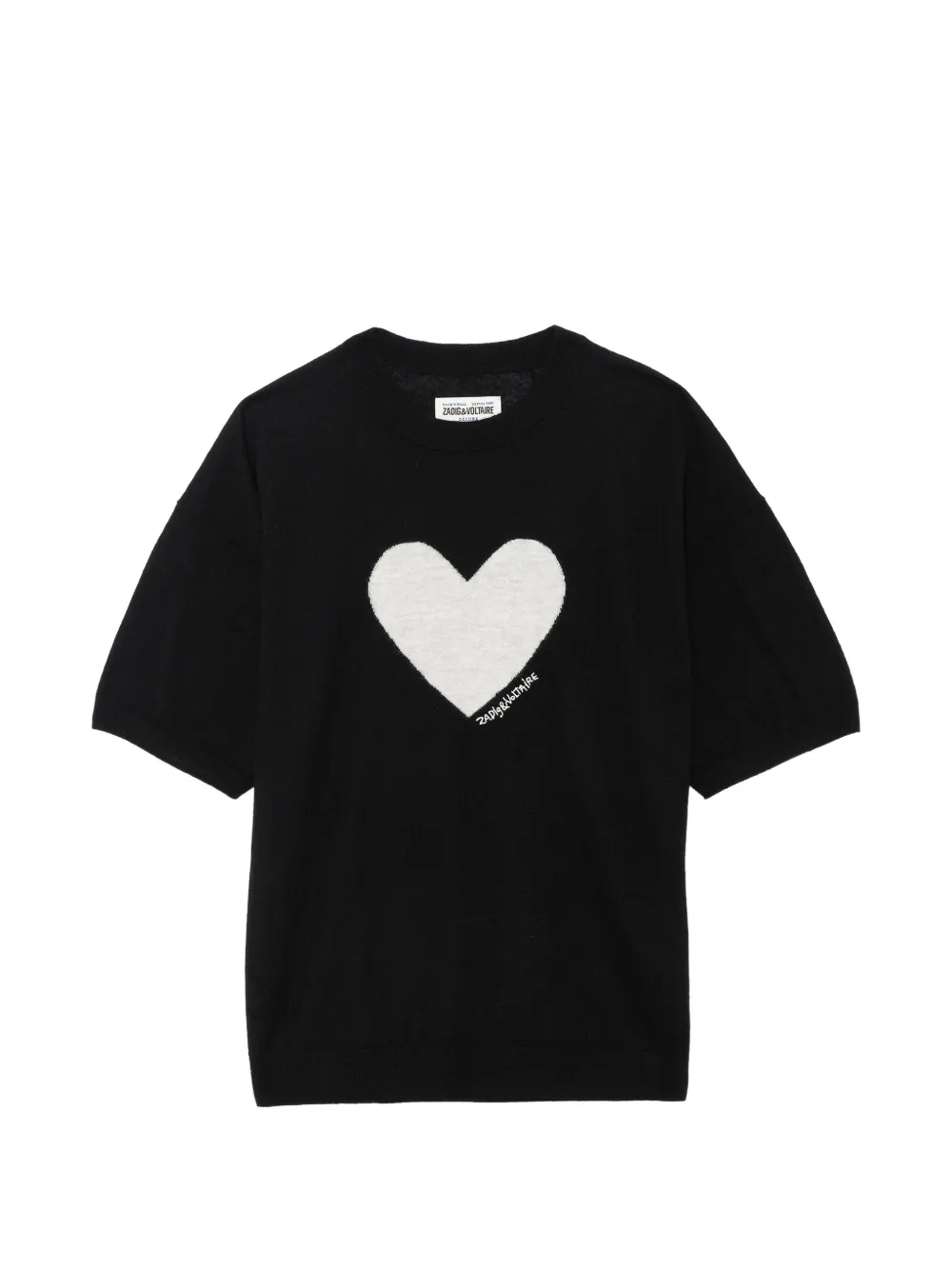 Zadig&Voltaire heart-intarsia cashmere T-shirt - Schwarz