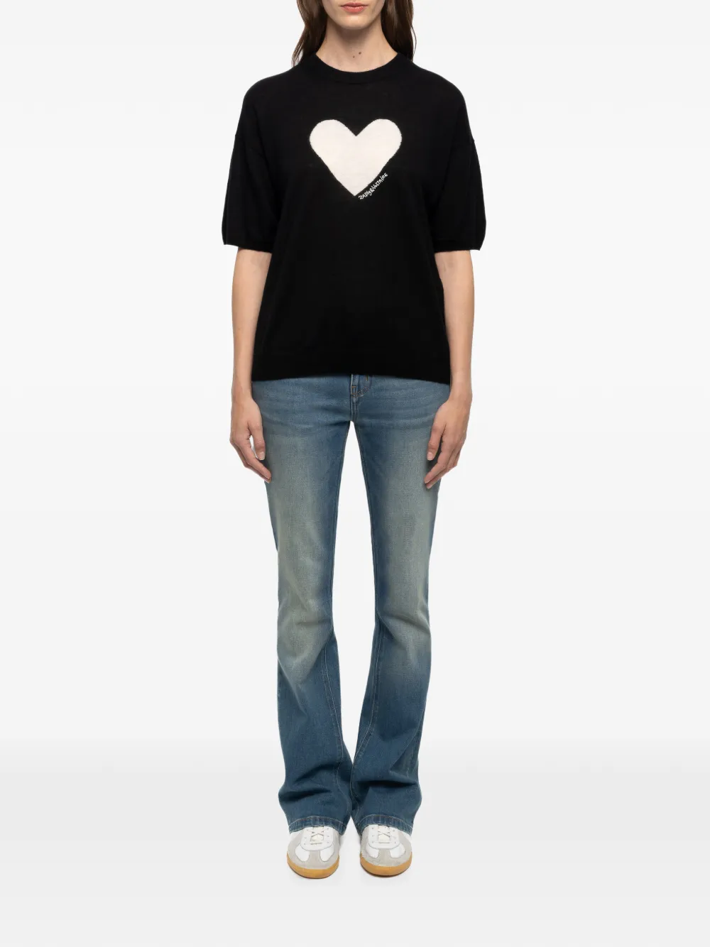 Zadig&Voltaire heart-intarsia kasjmier T-shirt Zwart