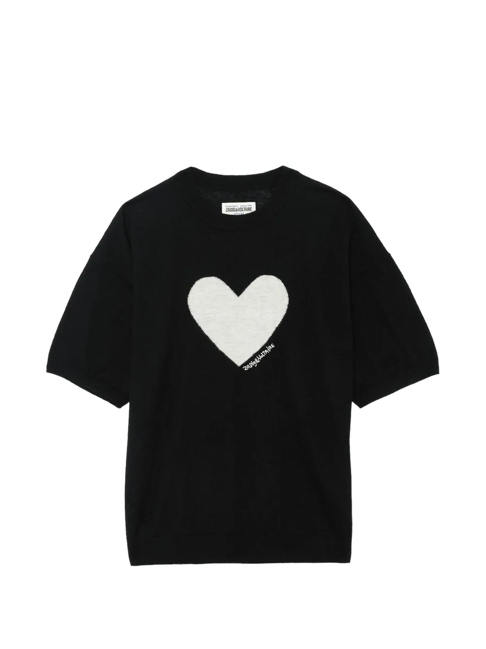 Zadig&Voltaire heart-intarsia kasjmier T-shirt Zwart