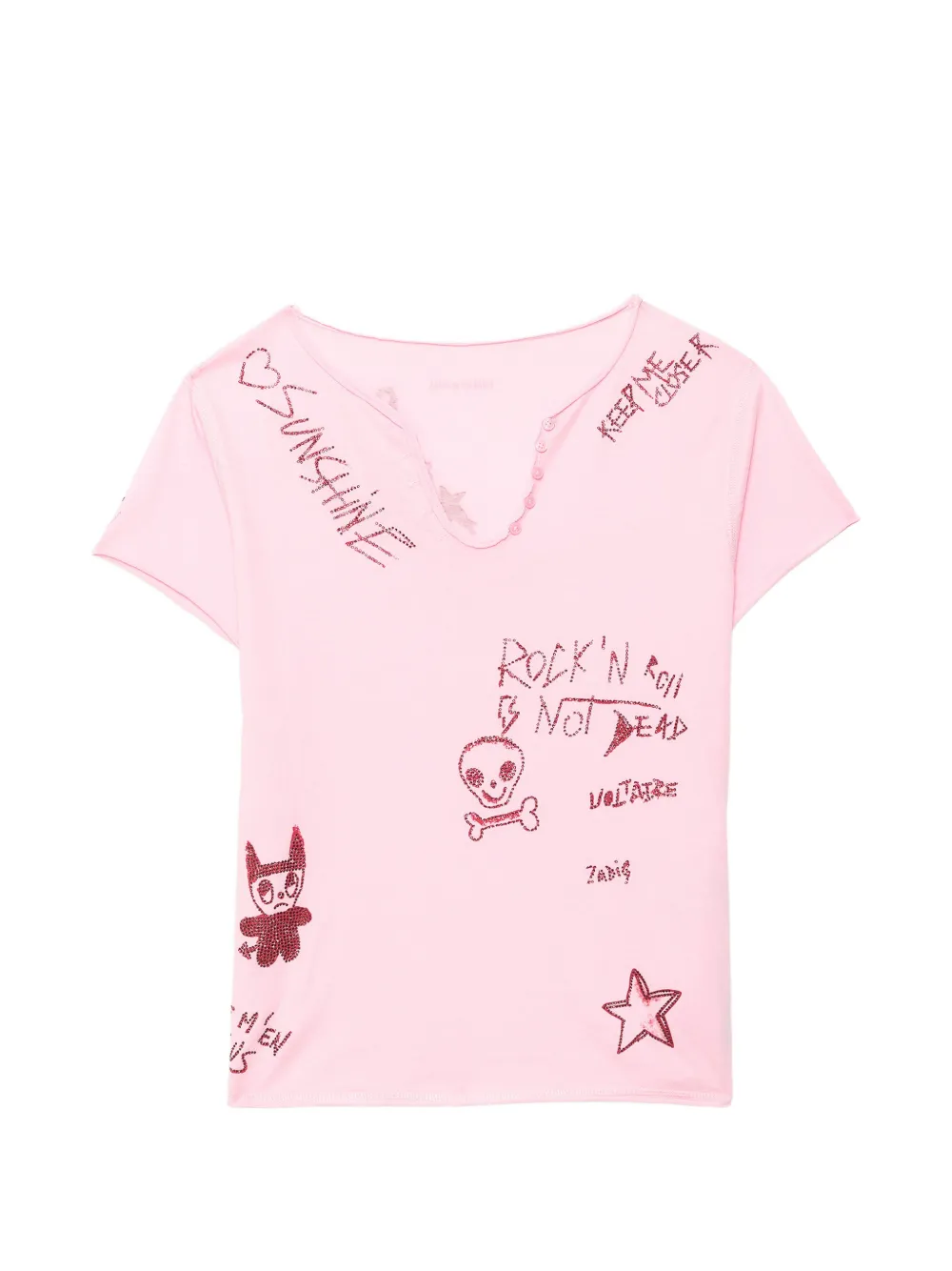 Zadig&Voltaire Happy Henley T-shirt Roze