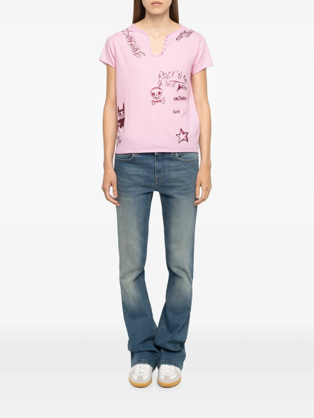 Zadig&Voltaire Happy Henley T-shirt Roze