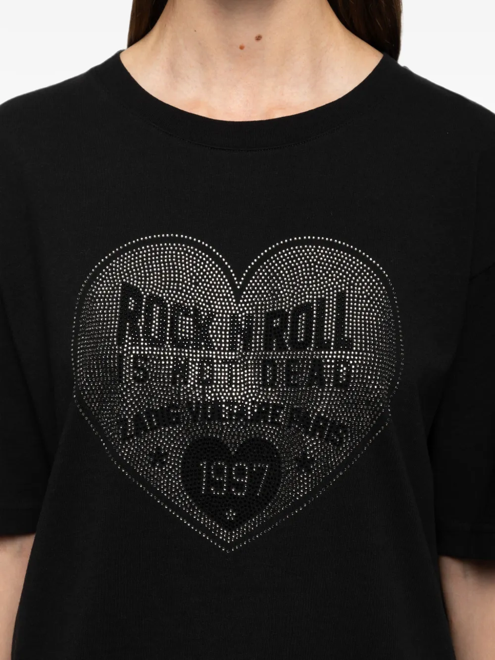 Zadig&Voltaire Taida BC Heart T-shirt verfraaid met stras Zwart