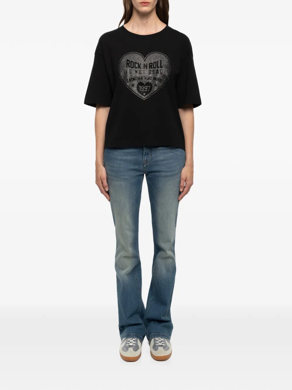 Zadig&Voltaire Taida BC Heart T-shirt verfraaid met stras Zwart