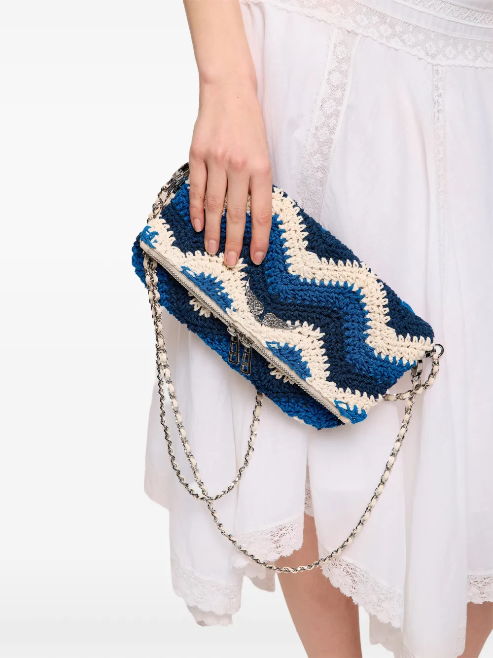 Zadig&Voltaire Rock macramé crossbodytas Blauw