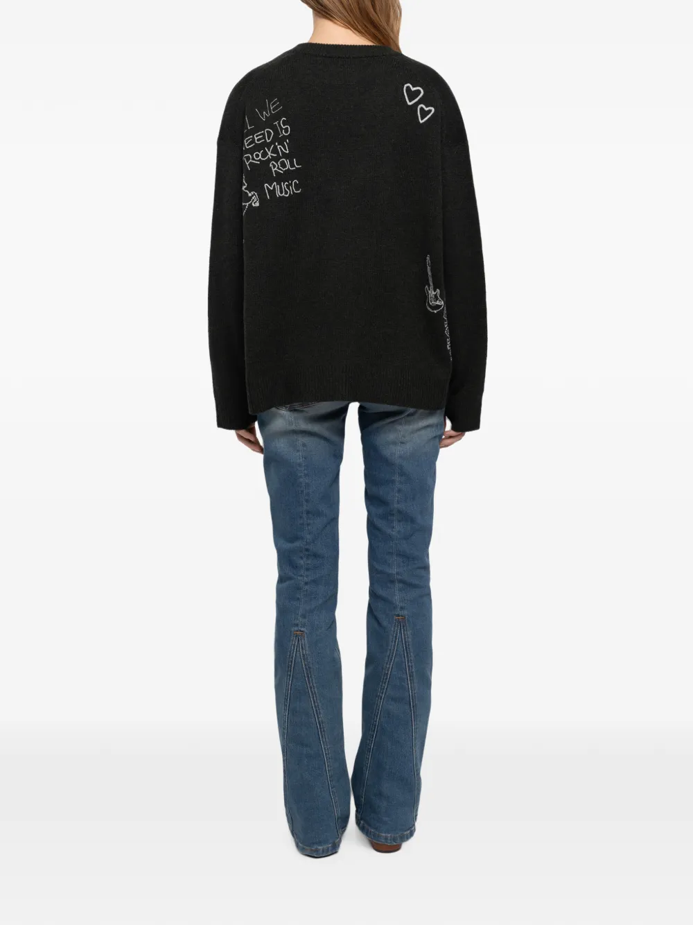 Zadig&Voltaire Mikyz intarsia gebreide trui met V-hals Zwart