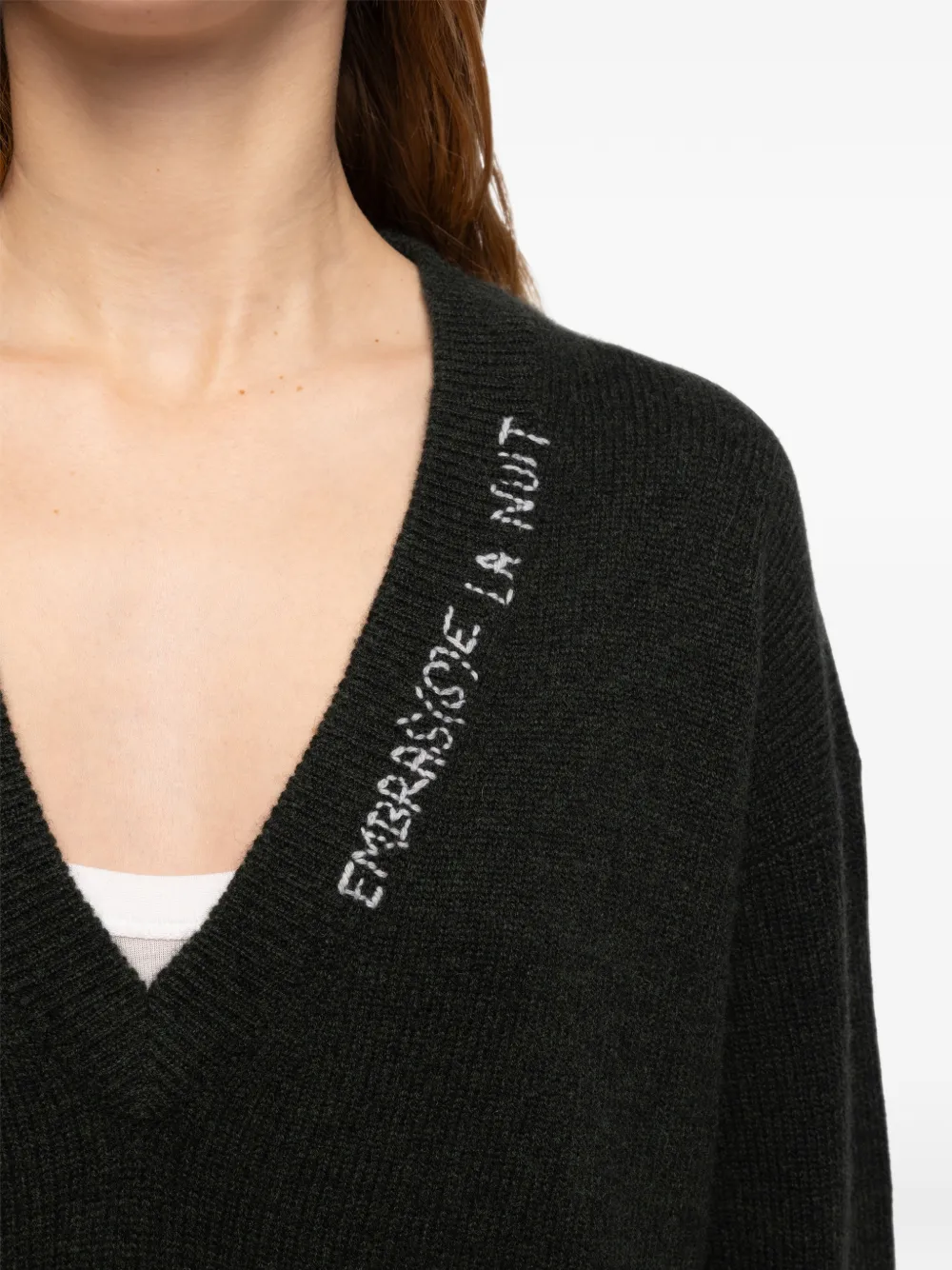 Zadig&Voltaire Mikyz intarsia gebreide trui met V-hals Zwart
