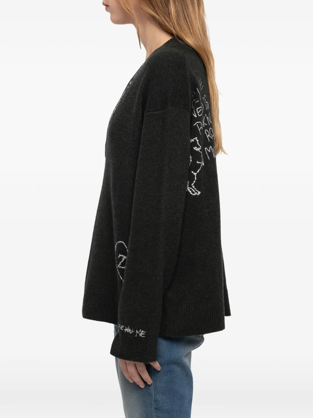 Zadig&Voltaire Mikyz intarsia gebreide trui met V-hals Zwart