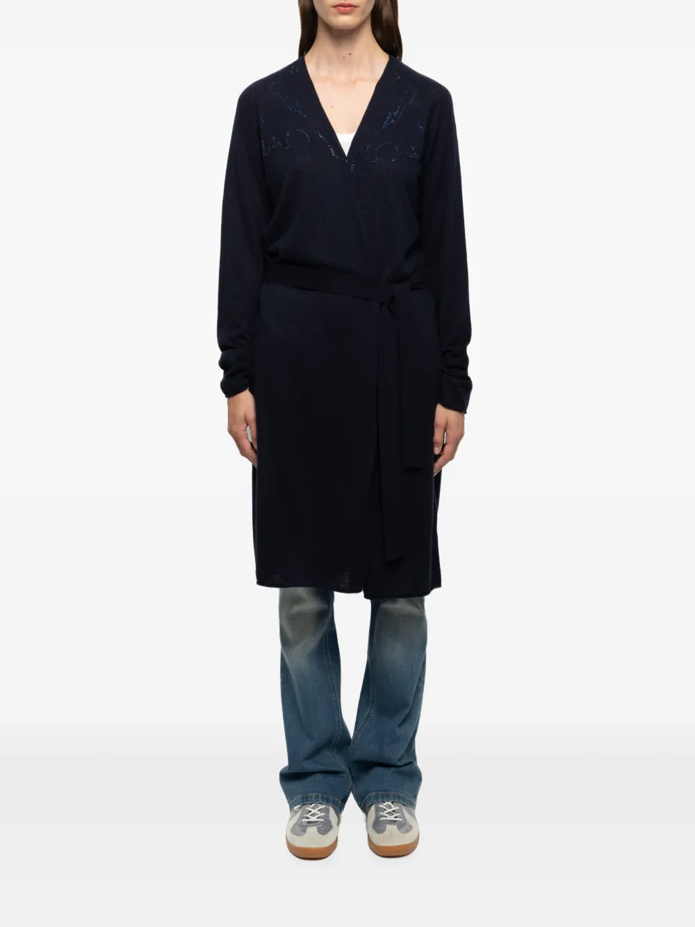 Zadig&Voltaire Daffy vest met stras en ceintuur Blauw
