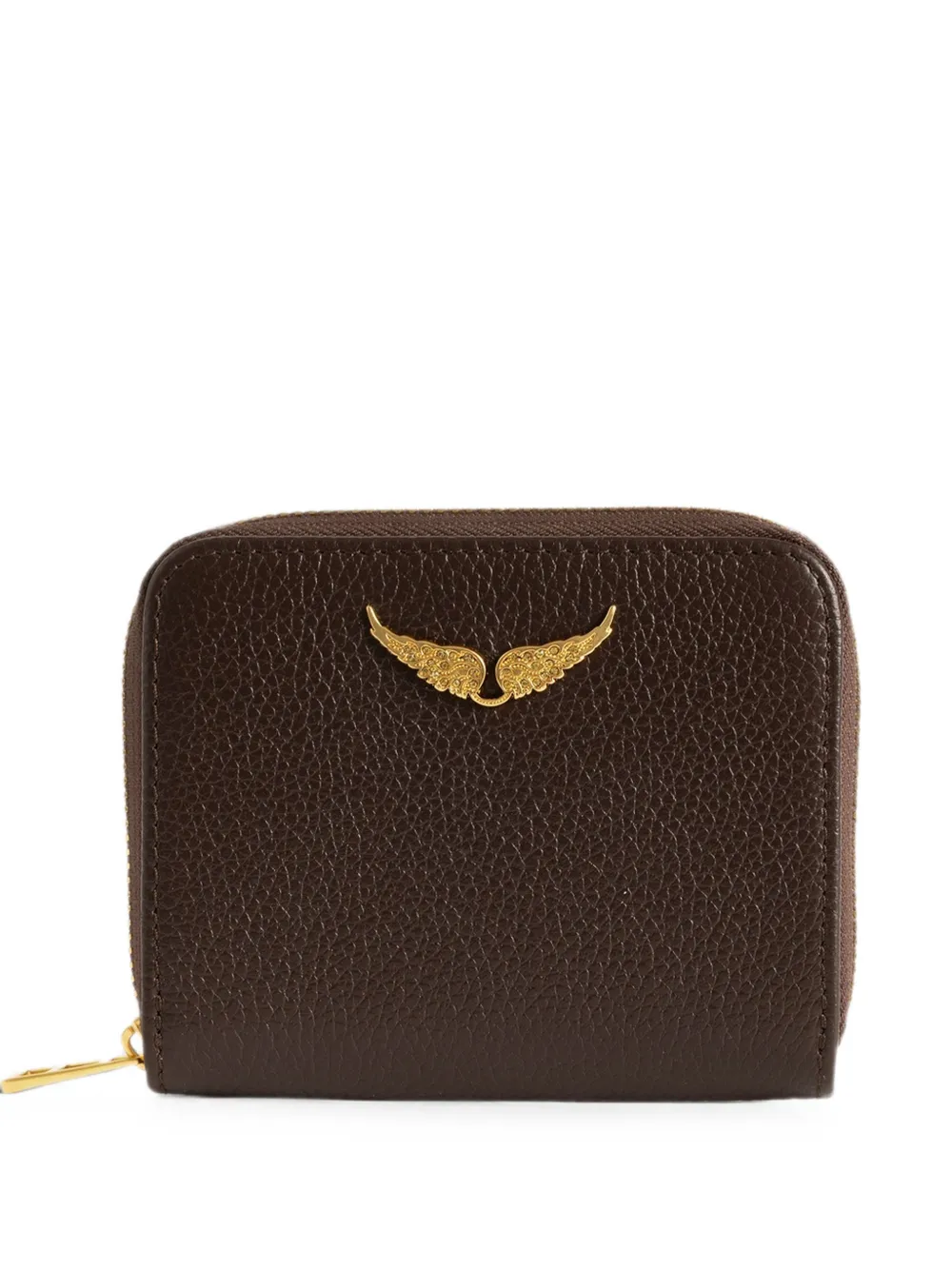 Zadig & Voltaire Mini Zv Grained Leather Wallet In Brown