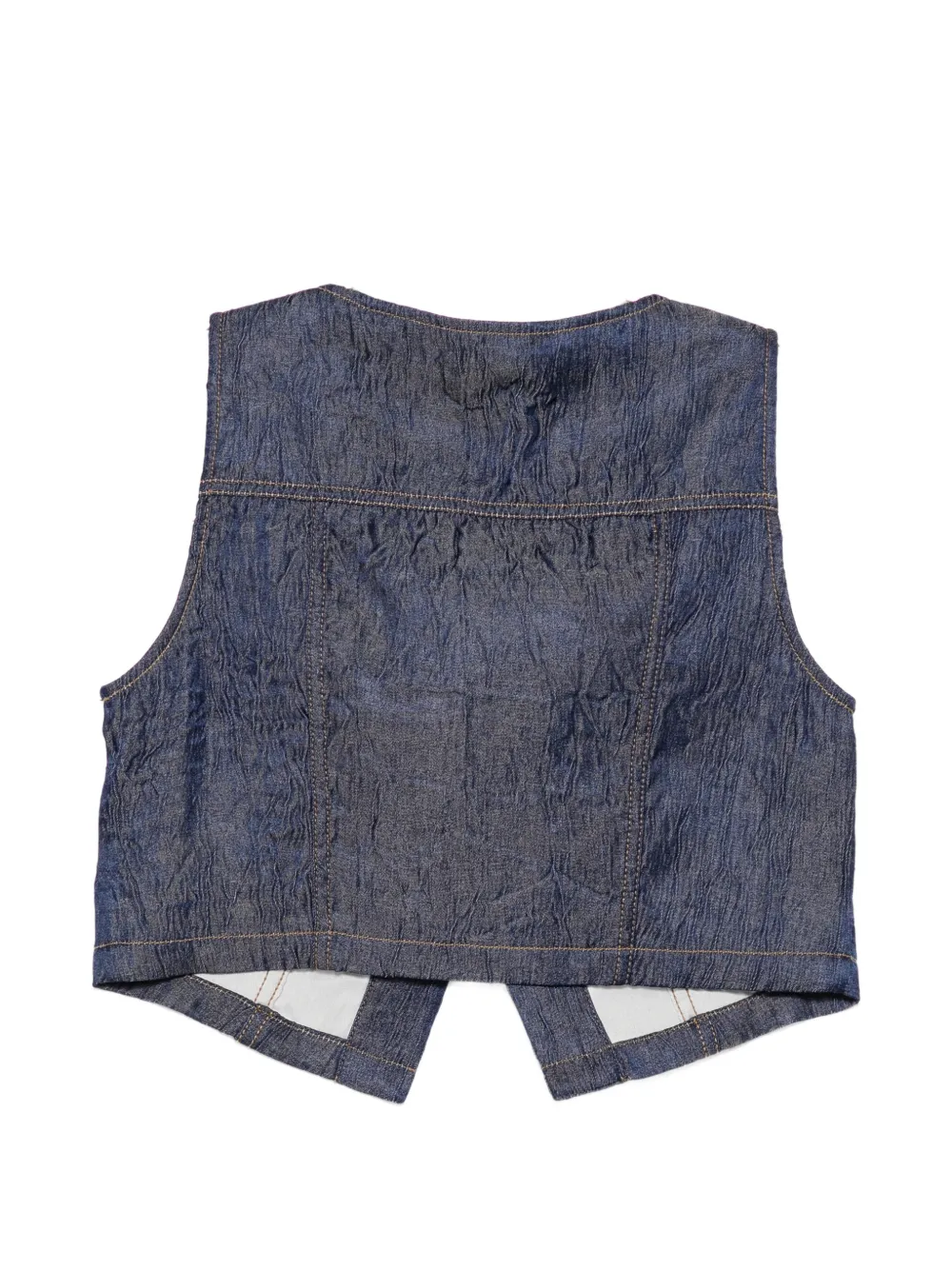 We11done Denim top met gekreukte afwerking Blauw