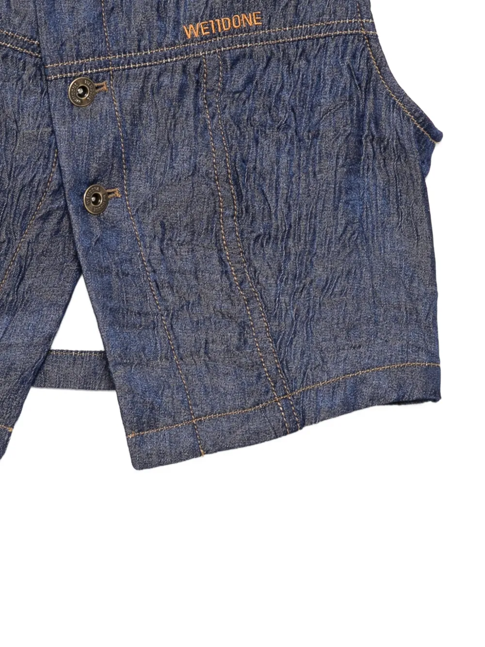 We11done Denim top met gekreukte afwerking Blauw