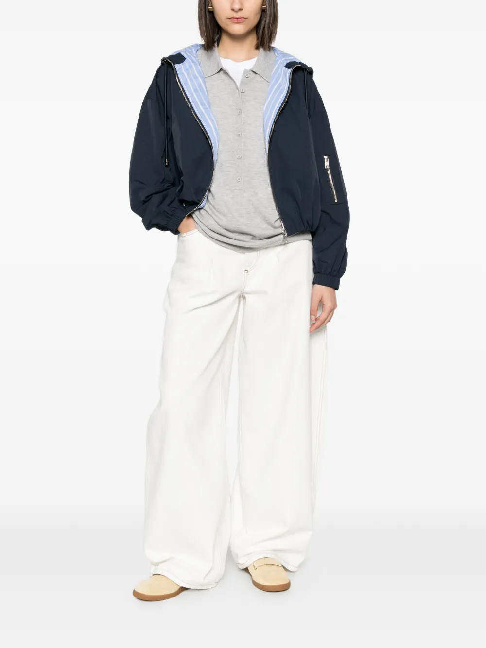 LIU JO Nylon bomberjack met capuchon Blauw