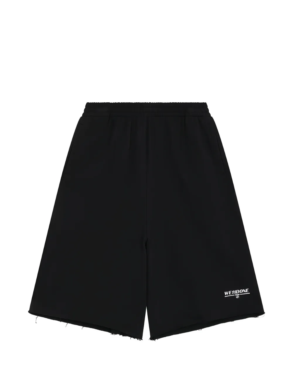 We11done logo-print raw-edge shorts - Nero