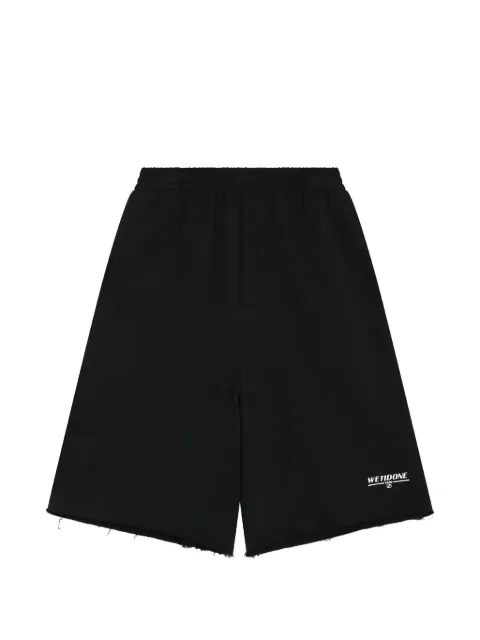 We11done logo-print raw-edge shorts
