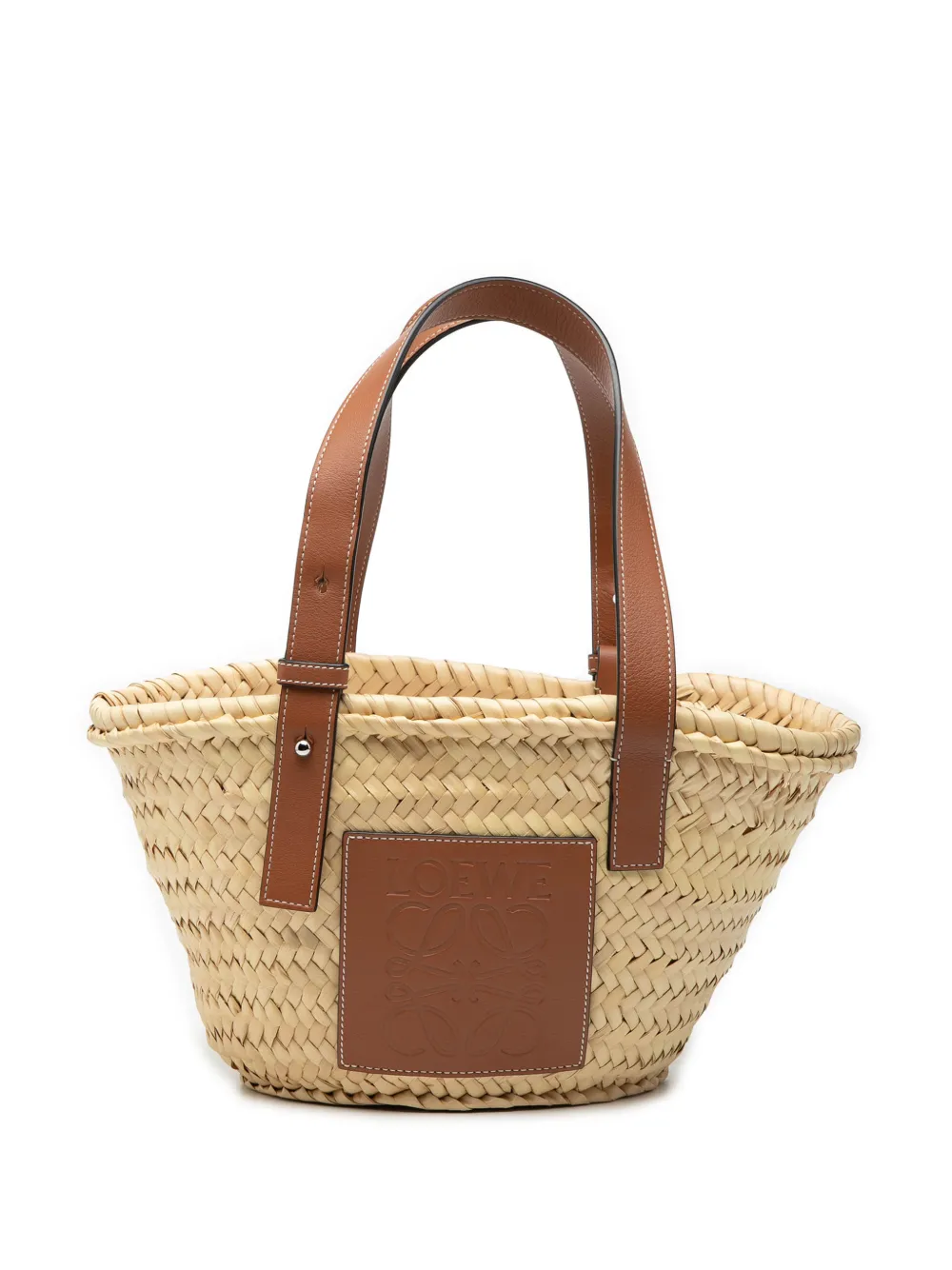 Loewe Pre-Owned 2021 Small Raffia Anagram Basket tote bag - Toni neutri
