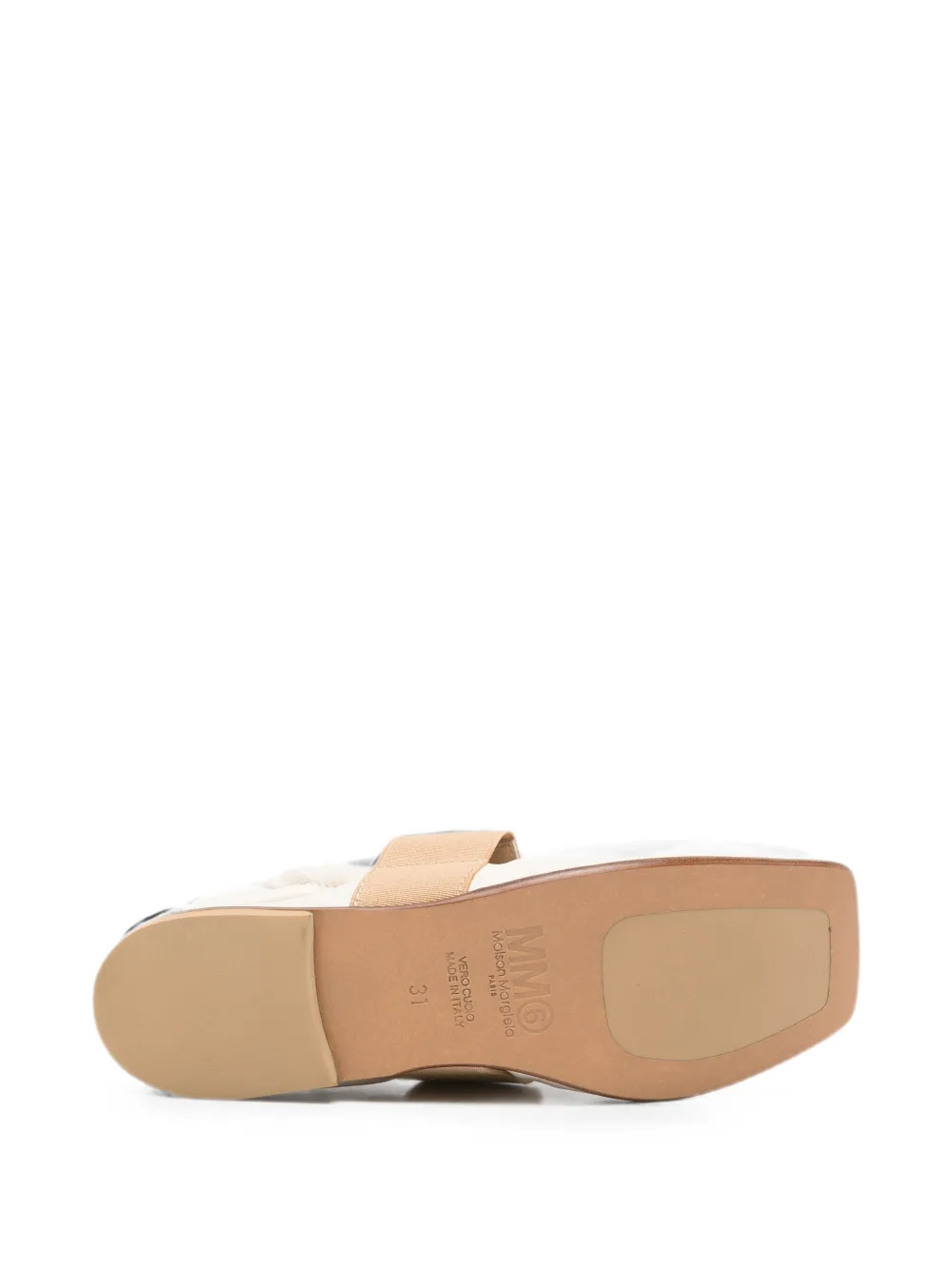 MM6 Maison Margiela Kids logo-print elasticated-strap ballet flats Beige